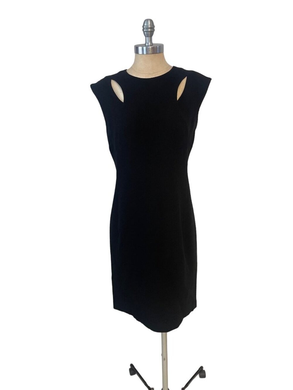 NWT Elie Tahari Black Sleeveless Cut Out Stretch Crepe Dress Size 8 $328